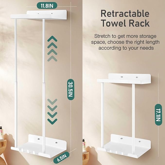 Hommtina Bathroom Towel Storage Black Towel Holder Bathroom Decor Aesthetic Towel Racks for Bathroom Bath Towel Storage (White)