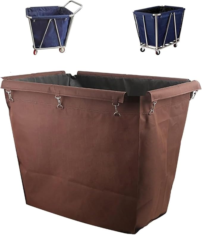 400L Commercial Laundry Cart Replacement Liner Bags,Removable Waterproof Liner for Cleaning/Utility Cart (Brown B)