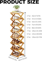 2/3/4/5/6/7/8/9 Tier Bamboo Shoe Rack - Foldable,No Installation Needed,Space-Saving Multi-Tier Storage for Indoor & Balcony Use (Yellow,9 Layers)