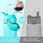 18oz Insulated Stainless Steel Water Bottle, Wide Mouth Double Wall Vacuum, Silicone Straw, Sweat & Leak Proof, BPA Free Insulated Water Flask for Travel, Keep Cold 24h Hot 12h, Sky
