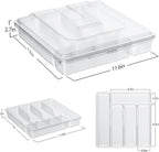 Utensil Holder for Countertop with Lid, Plastic Silverware Tray for Drawer, 5 Compartments Flatware Organizer,Transparent