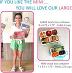 Small Snack Containers for Kids Toddlers - 3 Compartments (Set of 2) - Leak-proof Reusable Snack Boxes with Lids - BPA-Free Mini Bento Lunch Box - Ideal for School, Holds 2 Cups (Pink + Purple)