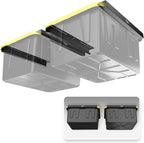 Koova Heavy-Duty Overhead Garage Storage Rack for 2 Bins. Adjustable Width, 80lb Capacity. DIY Safe Ceiling Mount, Easy Install. Fits 27-Gallon Totes. USA Made Pro-Grade Steel. Space Saving Organizer