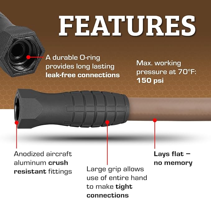 Flexzilla Colors SwivelGrip Garden Hose 5/8 in. x 50 ft., Lightweight All-Weather Water Hose, Durable and Flexible, Leak-Free Connections, Brown Mulch