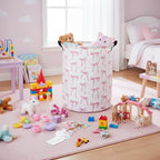 Baby Laundry Basket Kids Hamper Toy Storage Bin for Boys Room Decor Baby Nursery Hamper Gift Baskets for Bedroom Bathroom(Dot Bowknot)