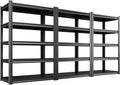 3 Pack Heavy Duty 5-Tier Garage Shelving Unit (2500 LBS Capacity)–71.2"H x 35"W x 16"D Adjustable Metal Storage Rack, Industrial Steel Utility Shelves for Garage, Pantry, Warehouse, and Basement Black
