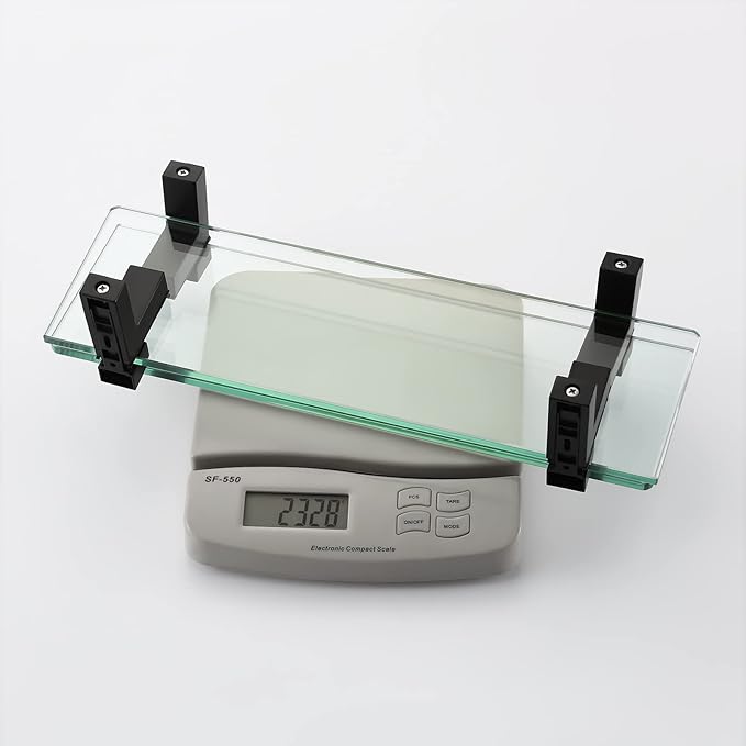 KES Glass Shelves for Bathroom 2 Pack, 16 Inch Tempered Glass Floating Shelves Wall Mount Matte Black, BGS3201S40-BK-P2