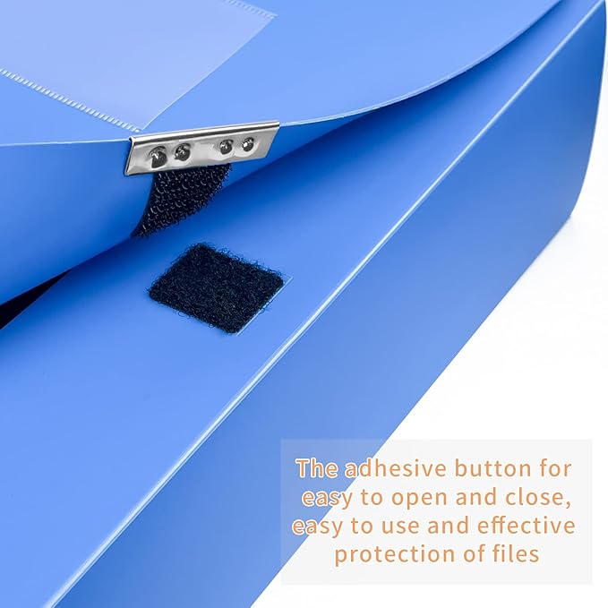 HUA JIE A4 Storage File Boxes Plastic Archives Cases with Lid, File Folder Organizer Document Filing Box for office,31×7.5×23.5 cm, Blue(Pack of 4)