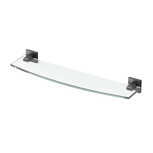 Gatco 4056MX Elevate Bathroom 8mm Tempered Glass Shelf, 20.13", Matte Black