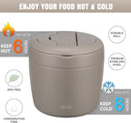 Itslife 32oz Insulated Soup Thermos, Vacuum Stainless Steel Food Jar for Hot & Cold Food, Leakproof Wide Mouth Lunch Container with Spoon, Khaki