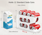 Sotfamily Soda Can Organizer for Pantry/Fridge, Automatic Rolling Pop Can Dispenser/Storage/Holder/Container for Refrigerator or 12" Deep Shelf, Space-Saving Drink Organizer for 12 Standard Cans