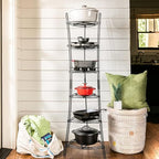 Lodge 6-Tier, Kitchen and Pantry Cast Iron Cookware Storage Organizing Tower, Steel Construction, Matte Black