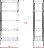 Chrome 5-Shelf Wire Shelving 24"x14"x60" (Chrome)
