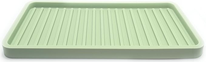 Happitasa Silicone Kitchen Sink Organizer Tray, Sponge Holder and Countertop Protector | Bathroom and Kitchen Soap Dish and Dispenser Tray (Pistachio, 10"x5.25", 10.4 Ounces)