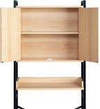 Karl home Over The Toilet Storage Cabinet with Double Doors, Bathroom Space Saver Toilet Paper Holder & Hook, Adjustable Shelf & Bottom Bar, Open Storage Cube, Organizer for Laundry, Restroom