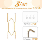 Bilillo 3 Pack Plate Hangers for The Wall, Suitable for 6-8 inch Art Plate, Stainless Steel Invisible Heavy Duty Wire Plate Holder with Wall Hooks, Plate Hangers for Displaying Plates, Platter, Dish