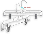 DEILSY™ Skirt Hangers Pants Hanger with Clips Hanger Shorts Clear Plastic Clothes with 2-Adjustable Clip Non-Slip Clothes Perfect for Pant, Pack of 25