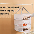 Herb Drying Rack, 3 Layer Foldable Hanging Mesh Net with Zipper, Collapsible Food Drying Fish Hanging Basket Dryer Net for Buds, Fruits, Vegetables, Herbs, Fish, Clothes, Doll(Size:M)