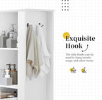 Tall Laundry Cabinet with Tilt Out Hamper, Wood Bathroom Storage Cabinet with Door,Drawer and Adjustable Shelves Freestanding (White)