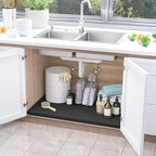 SIKADEER Waterproof Under Sink Mat 22x19, Raised Edge Silicone Mat Under Sink Shelf Liner, Sink Protector Kitchen Cabinet Tray for Bathroom Vanity and Small Cabinets, Cat Food Mat