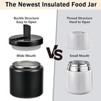 26oz Kids Jar for Hot Food, Insulated Vacuum Food Jar with Buckle Lid, Stainless Steel Wide Mouth Leak Proof Insulated Lunch Container for School Picnic Travel, Black