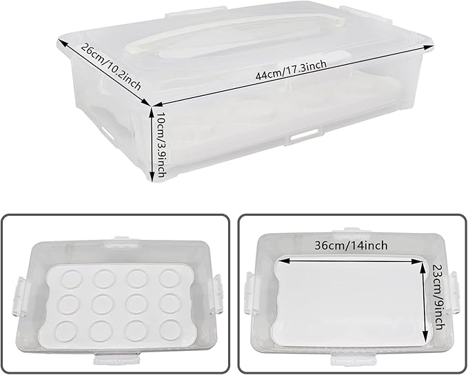FEOOWV Plastic Cake and Cupcake Carrier Holder, Large Portable Storage Container for Storing 12 Cupcakes or 1 Large Cake, White