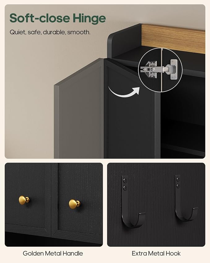 7-Tier Over Toilet Storage Cabinet with Doors, 2-in-1, Separatable Tall Narrow Cabinet, Bathroom Storage Cabinet, Adjustable Shelf, Big/Small Room, Laundry Room, Tissue Holder, Anti-Tip, Black