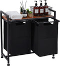 Laundry Sorter 2 Section, Laundry Hamper with Wheels, 2 × 11.5 Gal (87 L), Rolling Laundry Basket, Pull-Out and Removable Oxford Fabric Laundry Bags, Black