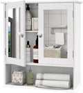 TaoHFE Medicine Cabinet, Medicine Cabinets for Bathroom with Mirror 2 Doors 3 Open Shelf, Bathroom Cabinet Wall Mounted Wooden Storage Over Toilet Laundry Room Kitchen