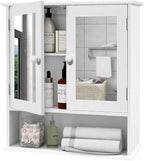 TaoHFE Medicine Cabinet, Medicine Cabinets for Bathroom with Mirror 2 Doors 3 Open Shelf, Bathroom Cabinet Wall Mounted Wooden Storage Over Toilet Laundry Room Kitchen