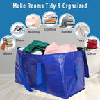 Moving Bags Heavy Duty Extra Large Storage Tote for Space Saving, Traveling Organizer, with Zippers & Strong Carrying Handles Alternative to Moving Boxes, Packing Supplies (Set of 6)