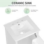 20 in Small Bathroom Vanity with Sink,Solid Wood Modern Single Bathroom Sink Cabinet with Soft Closing Door and Drawer,Freestanding White