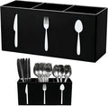 Utensil Holder,Kitchen Countertop Organizer,Silverware Organizer,3 Compartments Silverware Caddy,Plastic Utensil Holder, Large Capacity Cutlery, Spoon, Fork, and Knife Rack（Black）