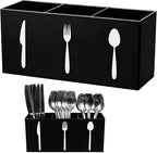 Utensil Holder,Kitchen Countertop Organizer,Silverware Organizer,3 Compartments Silverware Caddy,Plastic Utensil Holder, Large Capacity Cutlery, Spoon, Fork, and Knife Rack（Black）