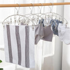 Stainless Steel Laundry Drying Rack Clothes Hanger with Windproof Hook,Underwear Hanger,Clothes Hangers with 8 Clips for Drying Socks,Diapers,Baby Clothes(2 Pack)