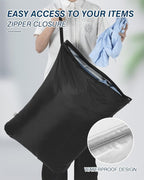 OTraki 2Pcs Large Laundry Bags 24x32 inch Wet Dry Bag Reusable Waterproof Bag with Zipper for Home Travel Hotel Camping Swimsuits, Baby Cloth Diapers Drying Do Not Exceed 176℉ Black