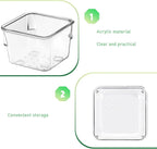 16 PCS Stackable Clear Drawer Organizers 3" x 3" x 2" Square Trays Small Makeup Vanity Storage Bins Clear Desk Drawer Organization Container Dividers for Office Bathroom Kitchen Utensil