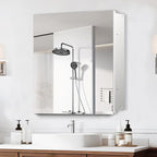 28x28 inch Medicine Cabinet Mirror with Storage, Aluminum Surface Mount or Recessed Medicine Cabinet with Adjustable Shelves for Bathroom Bedroom