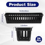 24PCS Slim Storage Baskets Tray, 10x3x2.4 Inch Flat Plastic Storage Bin, Stackable Narrow Rectangular Desk Drawer Organizer Trays for Makeup Bathroom Kitchen Office Desktop Supplies(Black)