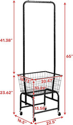 ALIMORDEN Laundry Cart with Clothes Rack, Rolling Laundry Butler with Wire Storage Rack，Navy Blue