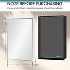 Plastic Medicine Cabinet with Mirror 17x27 inch, Recessed Medicine Cabinet or Surface Wall Mount Bathroom Cabinets with Adjustable Shelves, Beveled Edge Mirror Cabinet