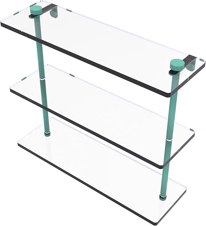 Allied Brass NS-5/16-SFG 16 Inch Triple Tiered Glass Shelf, Sea Foam Green
