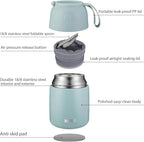 MAXSO Soup Thermo for Hot & Cold Food for Adults Kids, 17 oz Vacuum Insulated Steel Lunch Container Bento Box with Spoon, Leakproof Thermal Food Jar for School Office Travel - Sage