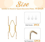 Bilillo 3 Pack Plate Hangers for The Wall, Suitable for 4-5 inch Art Plate, Stainless Steel Invisible Heavy Duty Wire Plate Holder with Wall Hooks, Plate Hangers for Displaying Plates, Platter, Dish