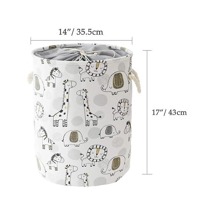 INough Baby Hamper Kids Laundry Basket Nursery Hamper Stuff animal Organizer,Toy Baskets Corner Stuffed Animal Storage Basket Kids Storage Basket Safari Nursery Decor Clothes Hamper for Boys, Giraffe