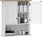 HOMCOM Bathroom Wall Cabinet, Modern Bathroom Cabinet Wall Mounted Medicine Cabinet with 2 Doors, Adjustable Shelf, Over the Toilet, White