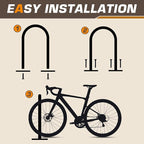 Galvanized Steel U Bike Parking Rack,34''H X 18.6''W Outdoor Commercial Bike Rack with Thickened Base, Ground Bike Rack for 1-3 Bikes