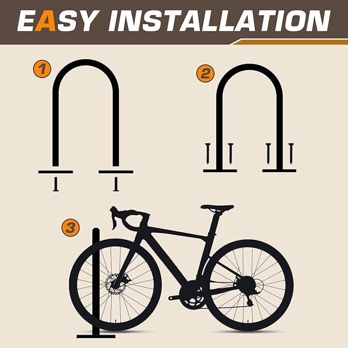 Galvanized Steel U Bike Parking Rack,34''H X 18.6''W Outdoor Commercial Bike Rack with Thickened Base, Ground Bike Rack for 1-3 Bikes