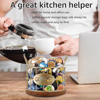 Coffee Pods Holder for Countertop, K Cup Holder Organizer, Sturdy Kcup Storage Basket with Wooden Base , Pod Container For Kitchen Bar Counter Office Desktop (Gold)