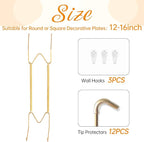 Bilillo 3 Pack Plate Hangers for The Wall, Suitable for 12-16 inch Art Plate, Stainless Steel Invisible Heavy Duty Wire Plate Holder with Wall Hooks, Plate Hangers for Displaying Plates